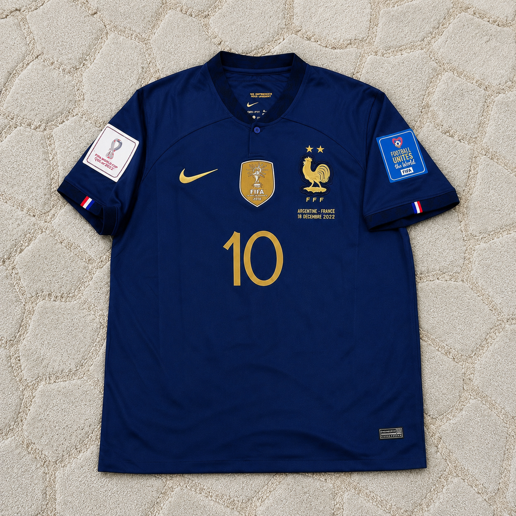Kylian Mbappe France 2022 World Cup Final Retro Jersey Soccer Shirt