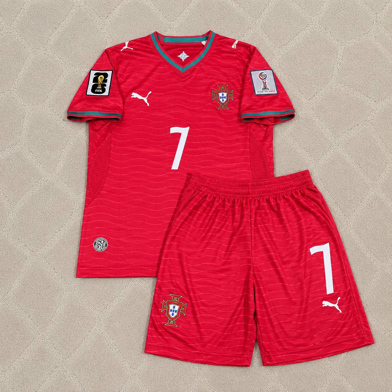 Cristiano Ronaldo Portugal 2026 World Cup Red Home Football Jersey KIDS