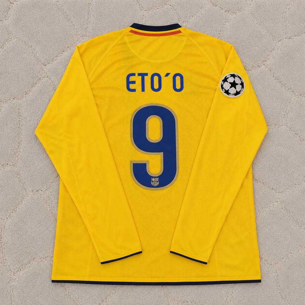 Samuel Eto'o FC Barcelona 08/09 Season Yellow Away Retro Jersey Trikot Soccer Shirt