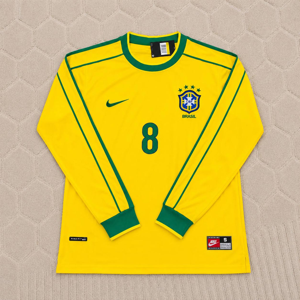 Sócrates #8- Brazil Long Sleeve Retro Football Kit Jersey Trikot Maillot Shirt