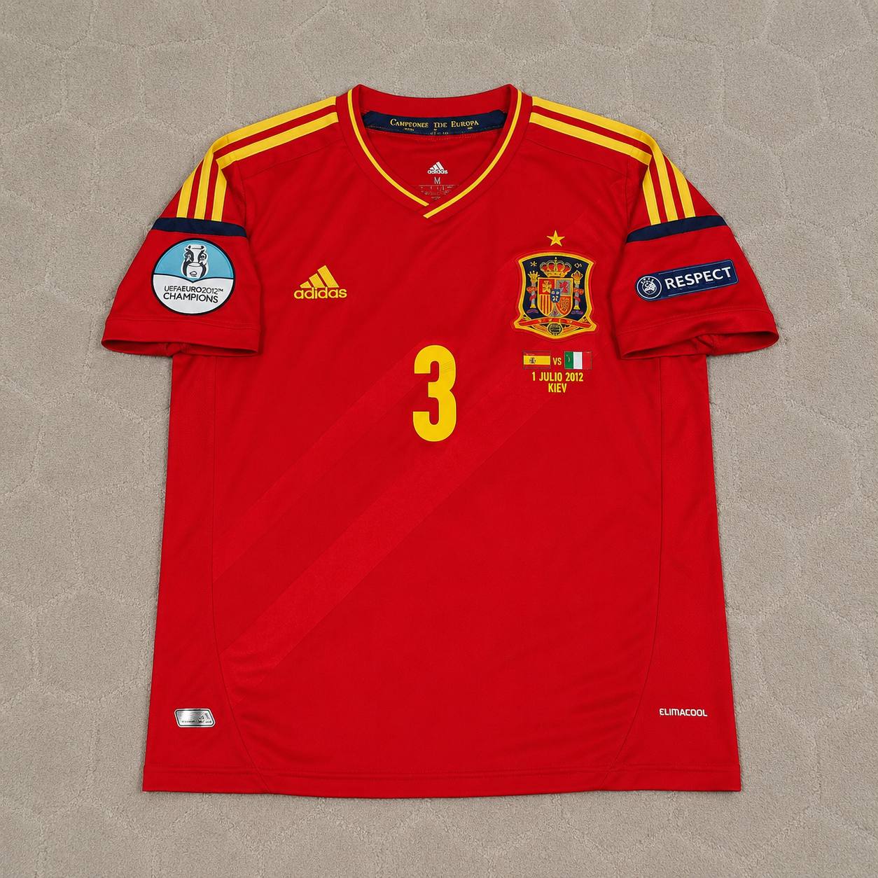 Gerard Pique Spain EURO 2012 Final Retro Football Jersey Kit