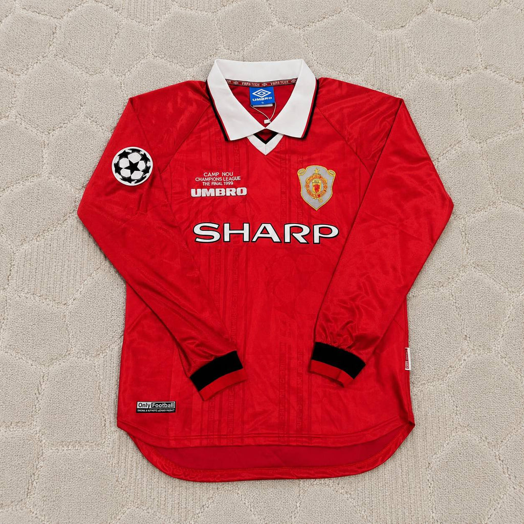 David Beckham Manchester United 1999 Champions League Final Retro Football Jersey Kit
