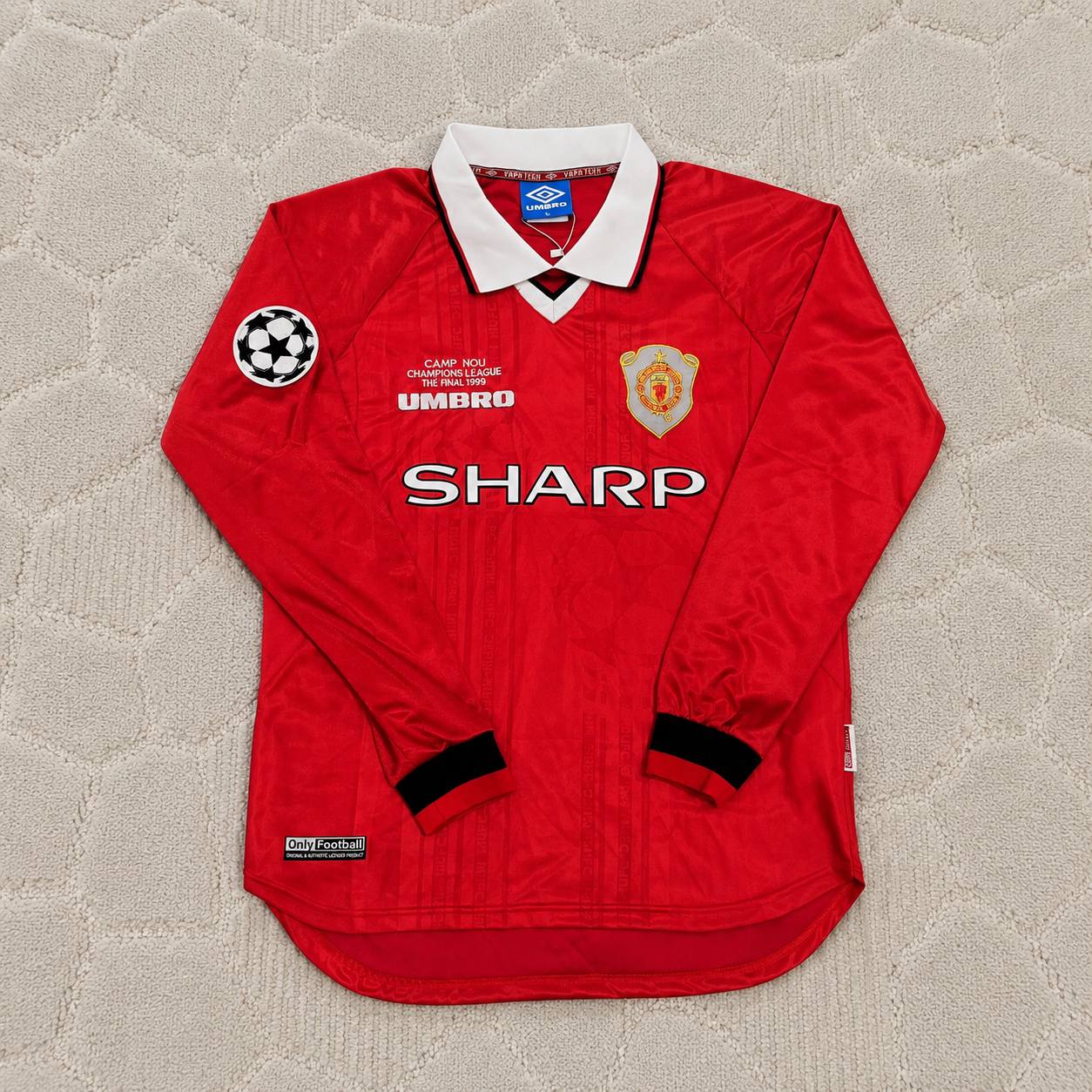 David Beckham Manchester United 1999 Champions League Final Retro Football Jersey Kit