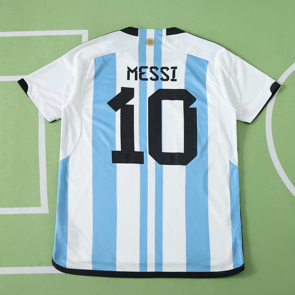 Lionel Messi 2022 World Cup Argentina home Fan version Jersey Kit Shirt Trikot Maillot