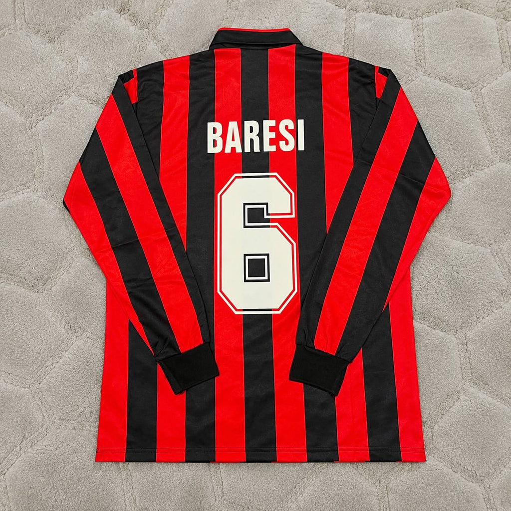 Franco Baresi #6 AC Milan 1989-1990 Retro Long Sleeve Football Jersey