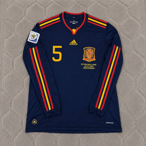 Carles Puyol Spain 2010 World Cup Final Long Sleeve Retro Football Jersey