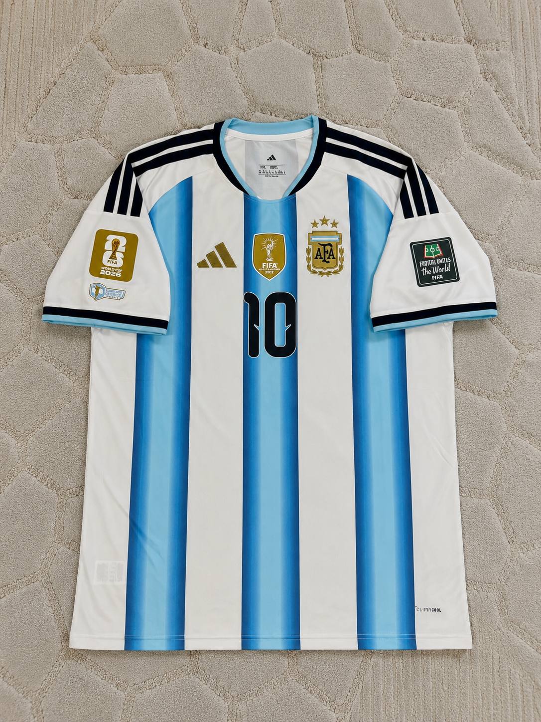 Lionel Messi Argentina 2026 World Cup Home Legacy Patch Football Jersey