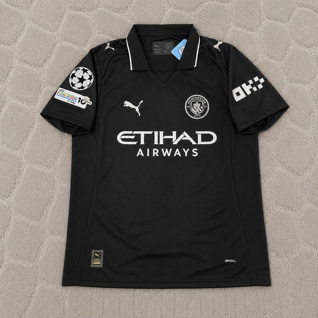 Rayan Cherki 10 Manchester City Black New Season 2026 Champions League Patch Football Jersey
