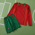 2004 Portugal Home Retro Long Sleeves Kids Kit Jersey