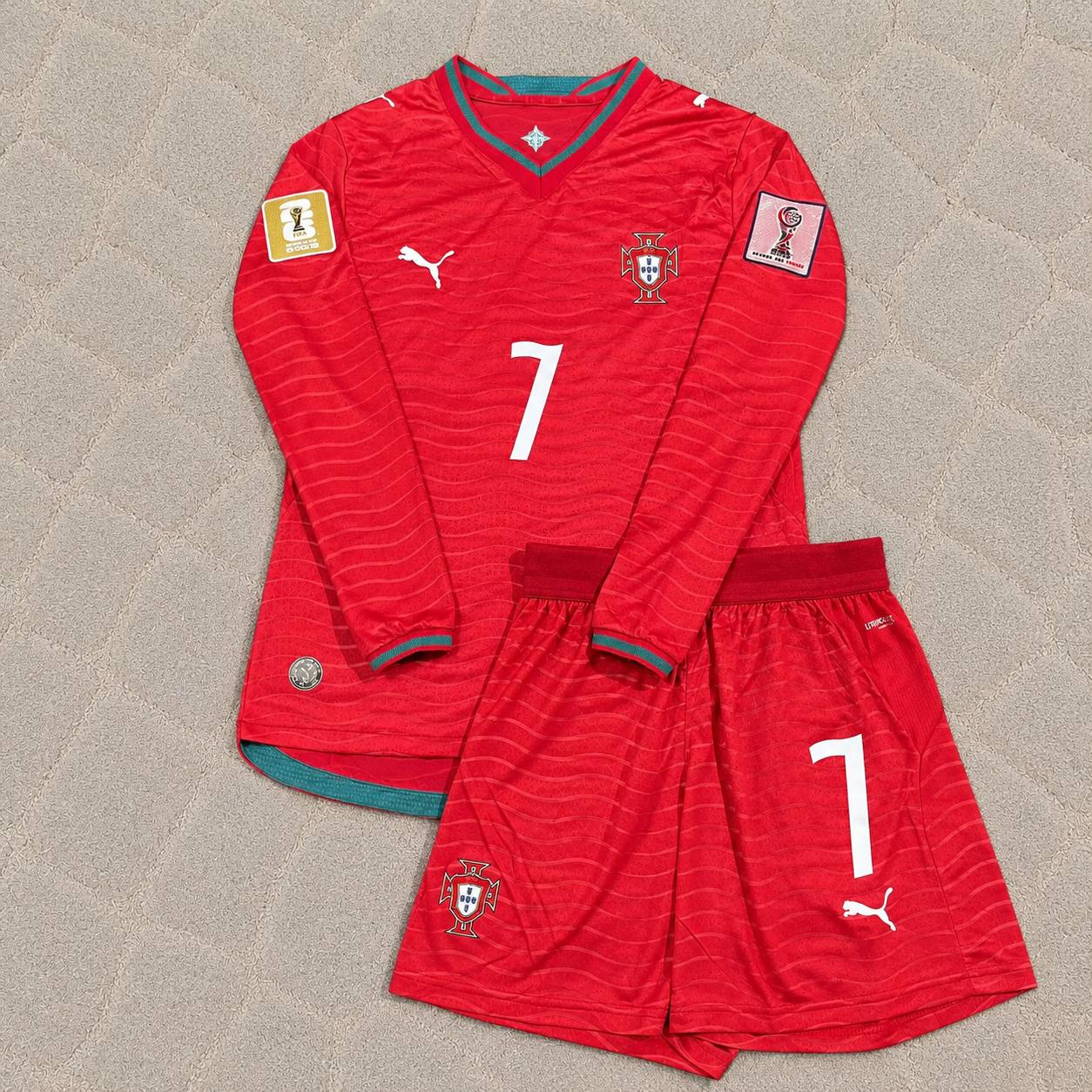 Cristiano Ronaldo Portugal 2026 Red Home Kids Long Sleeve Football Jersey