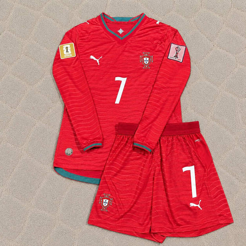 Cristiano Ronaldo Portugal 2026 Red Home Kids Long Sleeve Football Jersey