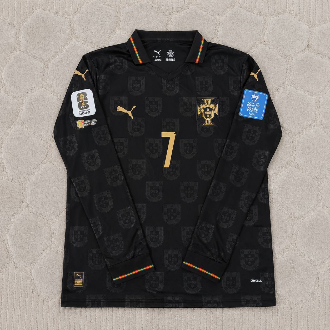 Cristiano Ronaldo Portugal 2026 World Cup Black Legacy Patch Long Sleeve Football Jersey