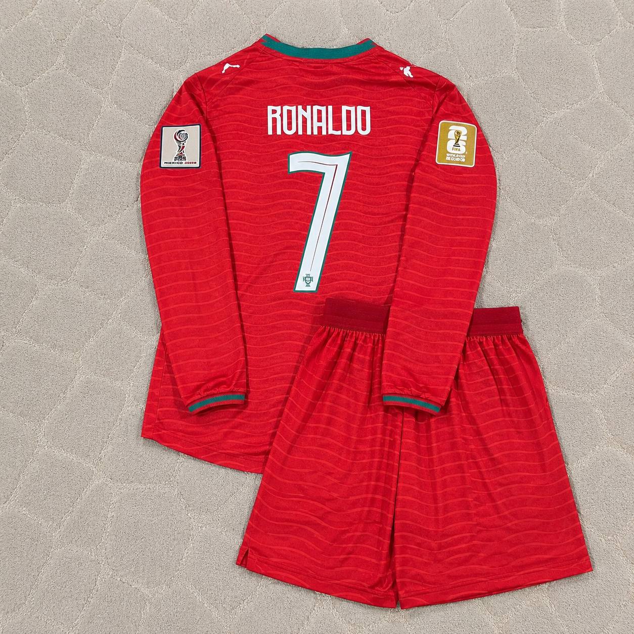 Cristiano Ronaldo Portugal 2026 Red Home Kids Long Sleeve Football Jersey