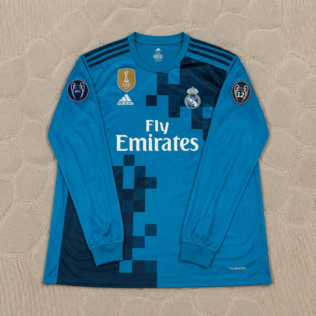 Cristiano Ronaldo 7 - Real 18 Turquoise CL Long Sleeve Jersey Trikot Maillot Soccer Shirt
