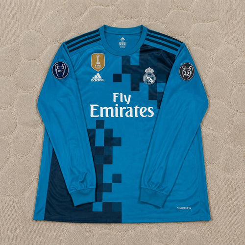 Cristiano Ronaldo 7 - Real 18 Turquoise CL Long Sleeve Jersey Trikot Maillot Soccer Shirt