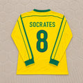 Sócrates #8- Brazil Long Sleeve Retro Football Kit Jersey Trikot Maillot Shirt