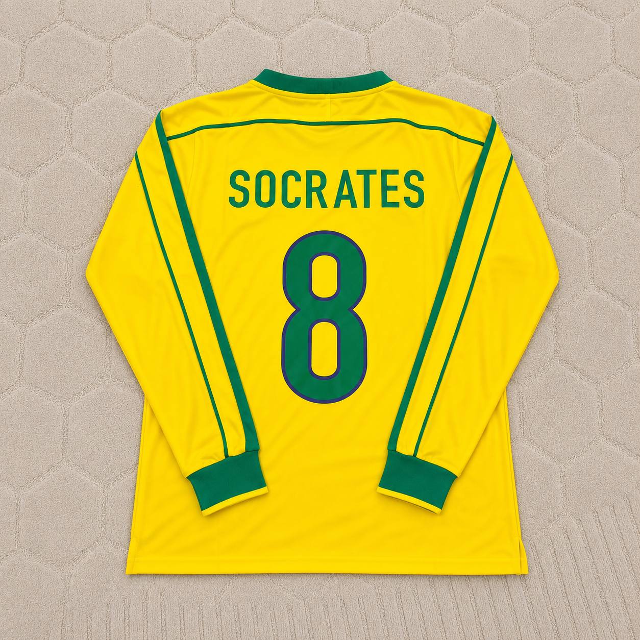 Sócrates #8- Brazil Long Sleeve Retro Football Kit Jersey Trikot Maillot Shirt