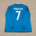 Cristiano Ronaldo 7 - Real 18 Turquoise CL Long Sleeve Jersey Trikot Maillot Soccer Shirt