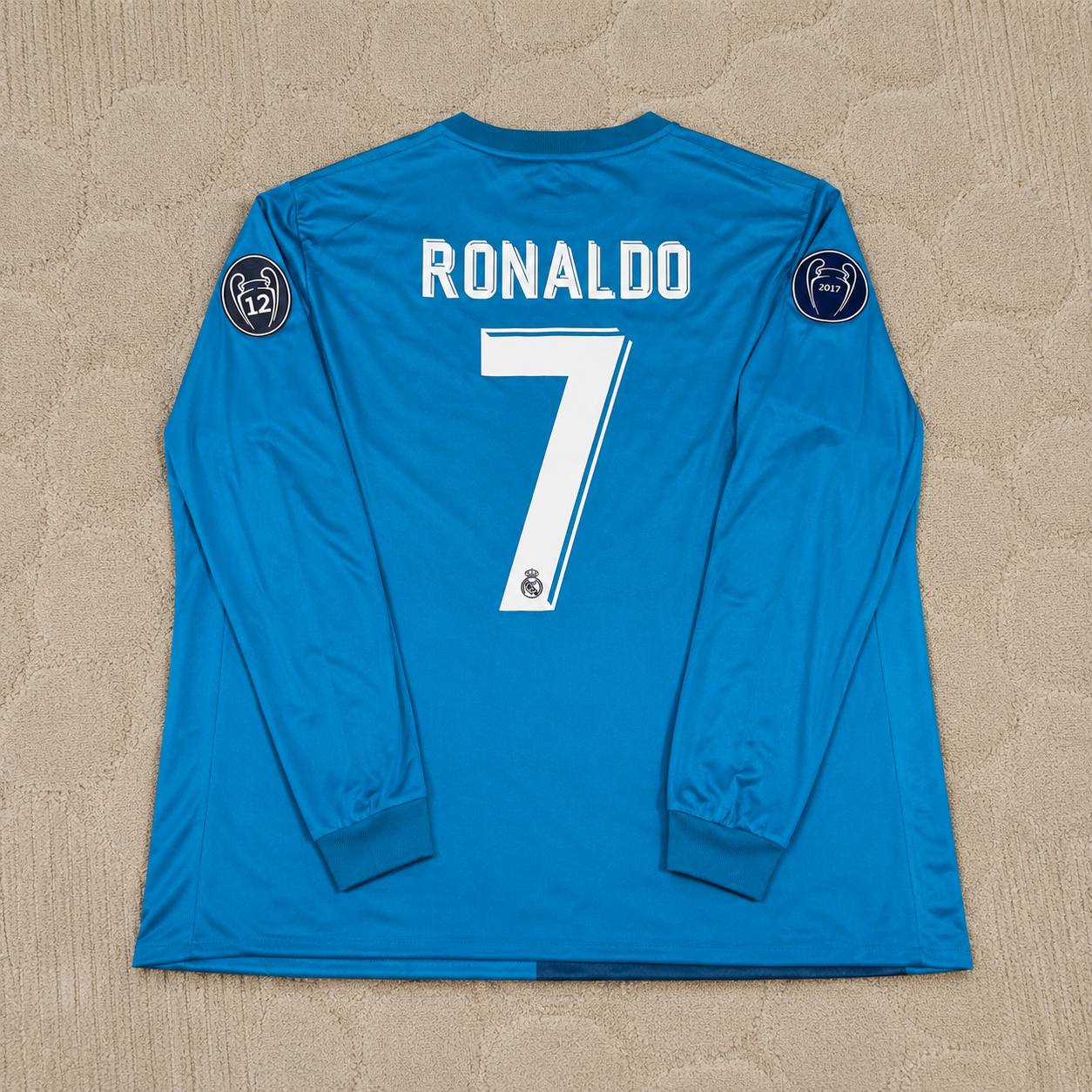 Cristiano Ronaldo 7 - Real 18 Turquoise CL Long Sleeve Jersey Trikot Maillot Soccer Shirt