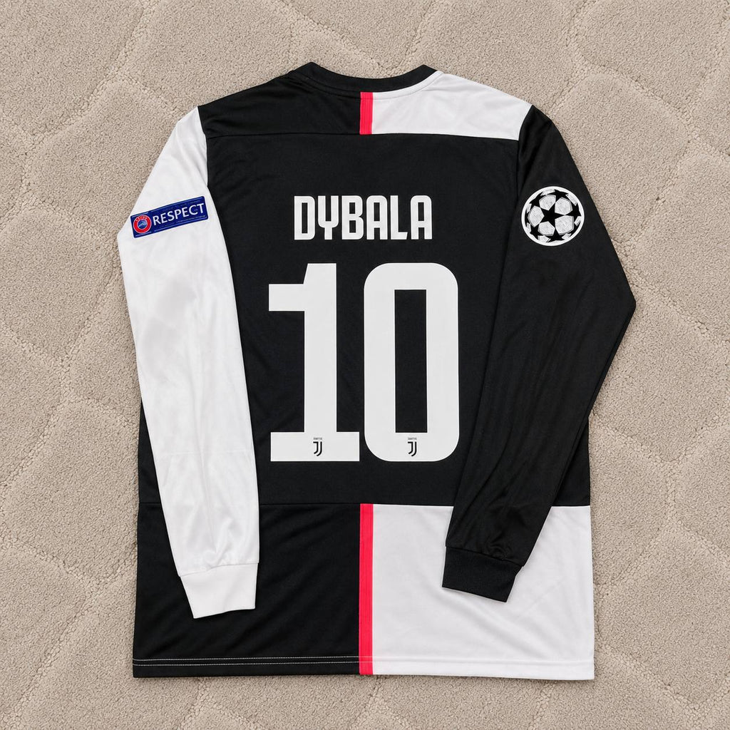 Paulo Dybala 10- Juventus Long Sleeve 2019 2020 Retro White Black Jersey Trikot Maglia