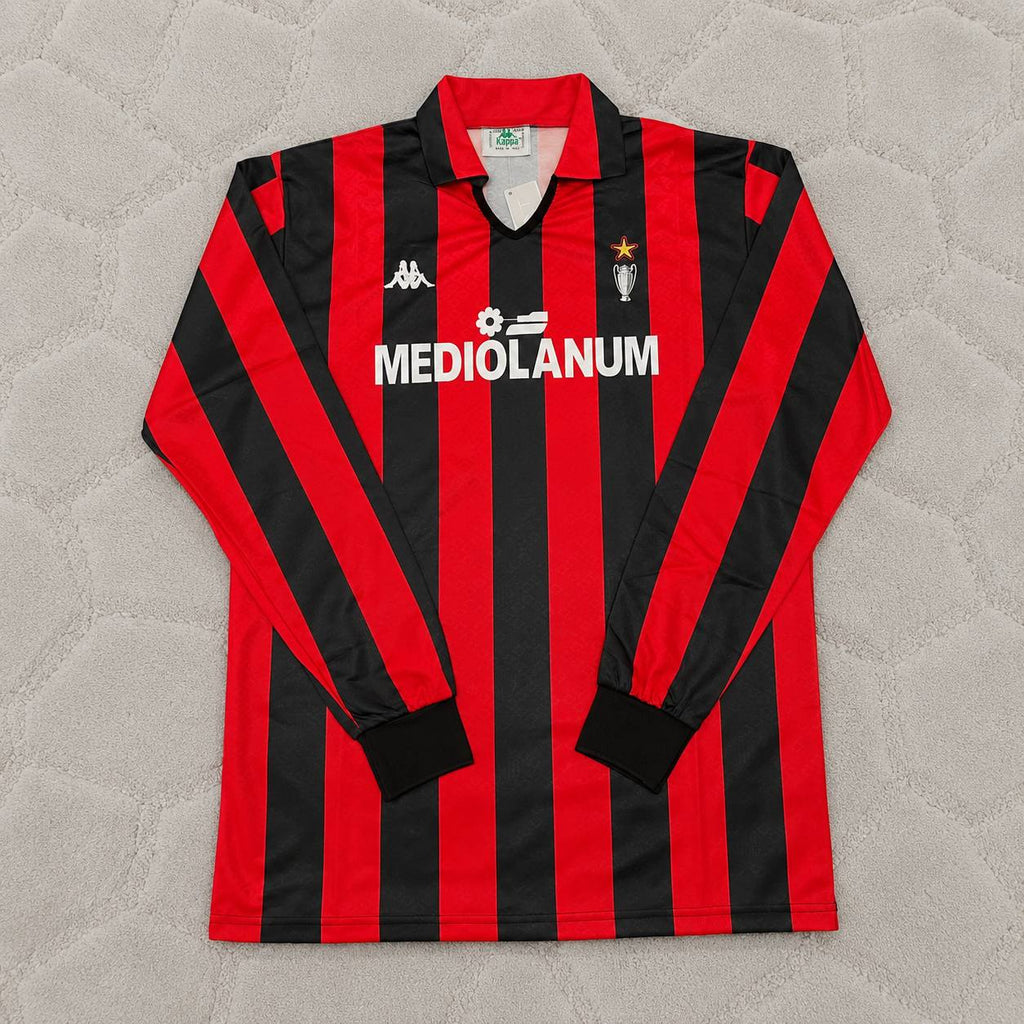 Franco Baresi #6 AC Milan 1989-1990 Retro Long Sleeve Football Jersey
