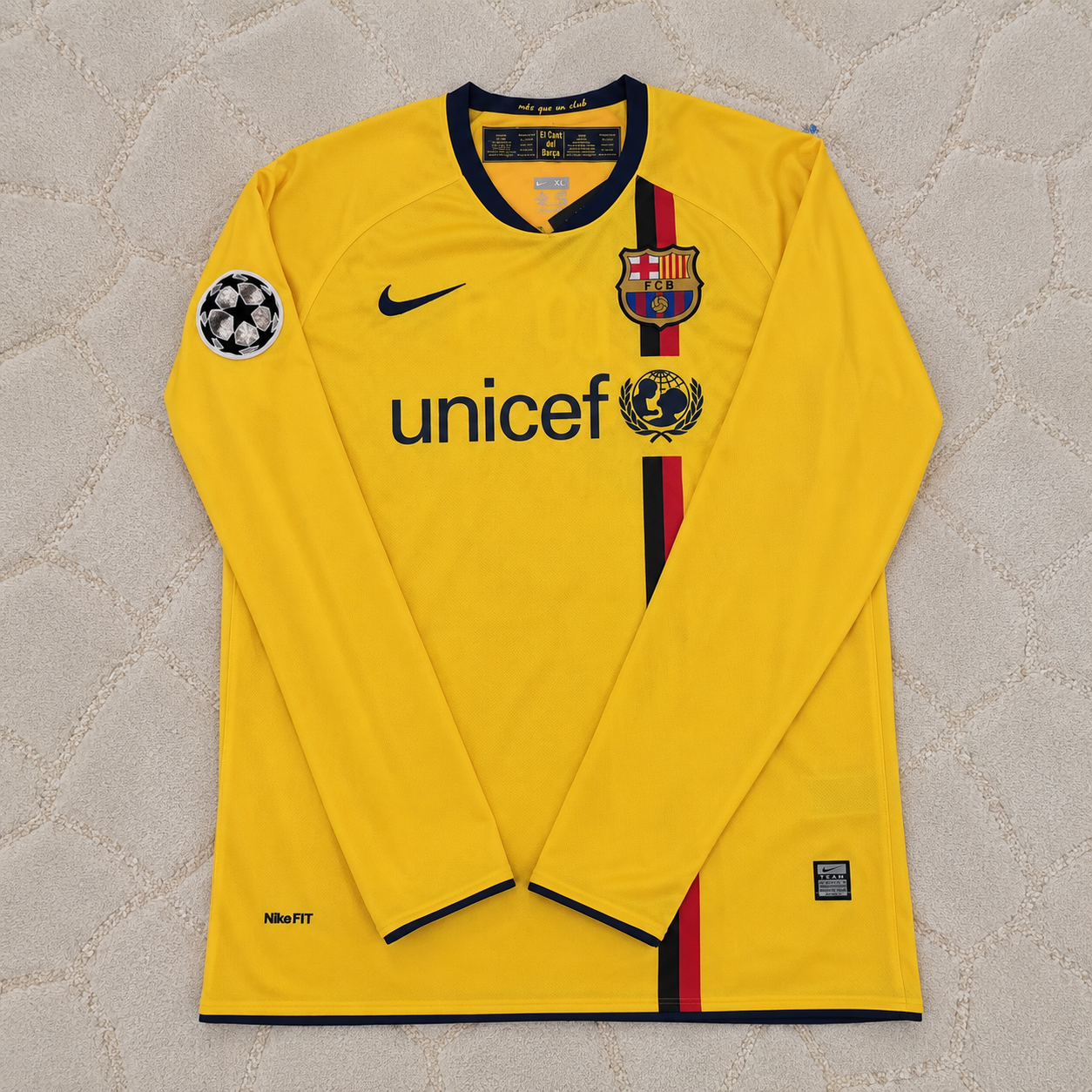 Samuel Eto'o FC Barcelona 08/09 Season Yellow Away Retro Jersey Trikot Soccer Shirt