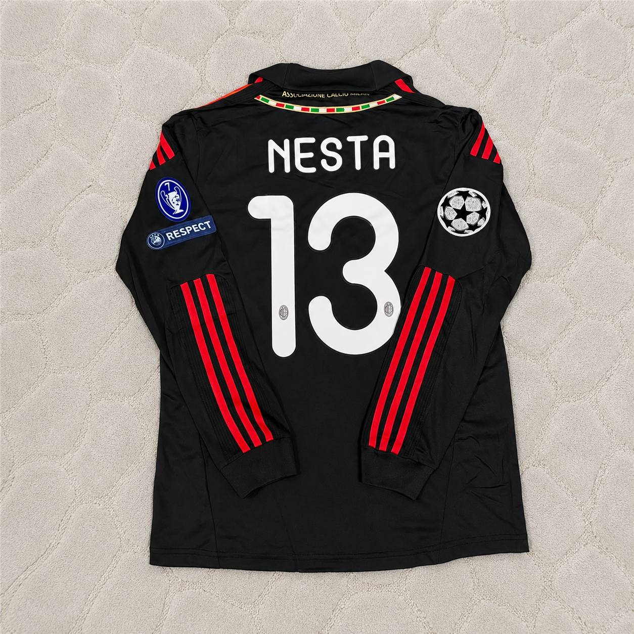Alessandro Nesta AC Milan 2011/12 Red & Black Retro Football Jersey Kit