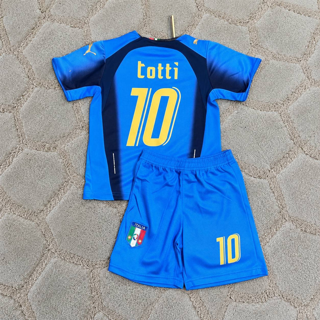 Francesco Totti #10 Italy World Cup 2006 Final Retro Kids Football Jersey Kit Trikot Maillot Maglia Soccer Shirt