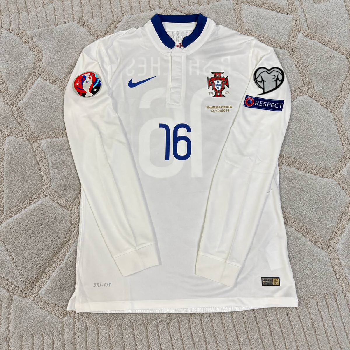 Renato Sanches Portugal EURO 2016 White Long Sleeve Retro Football Jersey