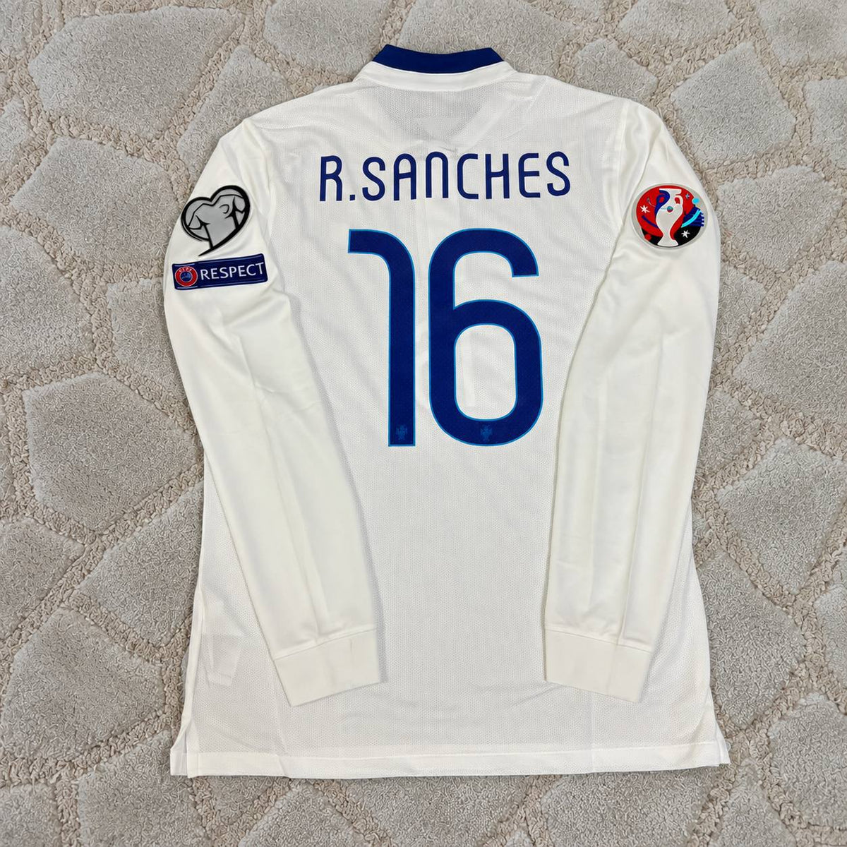 Renato Sanches Portugal EURO 2016 White Long Sleeve Retro Football Jersey
