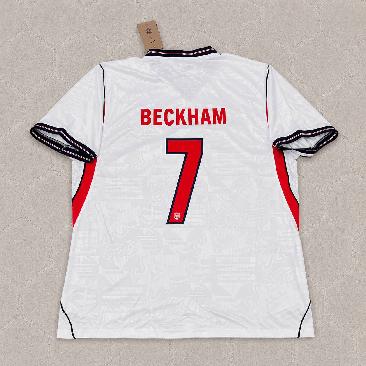 David Beckham #7 England  Home White Football Jersey
