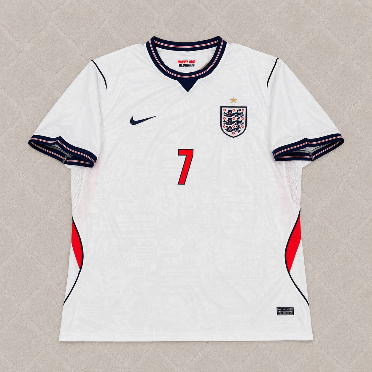 David Beckham #7 England  Home White Football Jersey