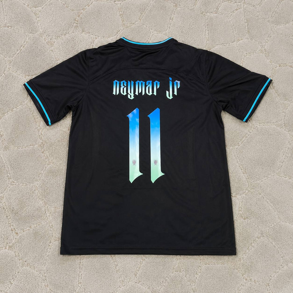 Neymar Jr Brazil Black Special Trap Retro Football Jersey