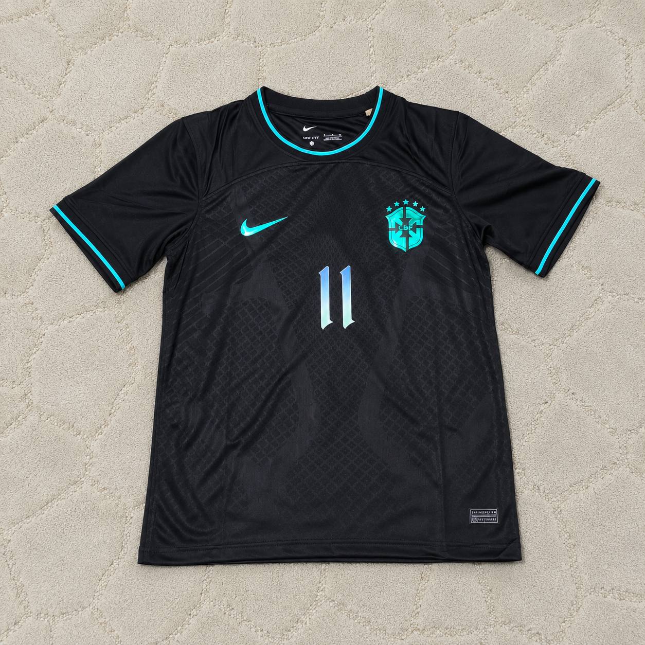 Neymar Jr Brazil Black Special Trap Retro Football Jersey