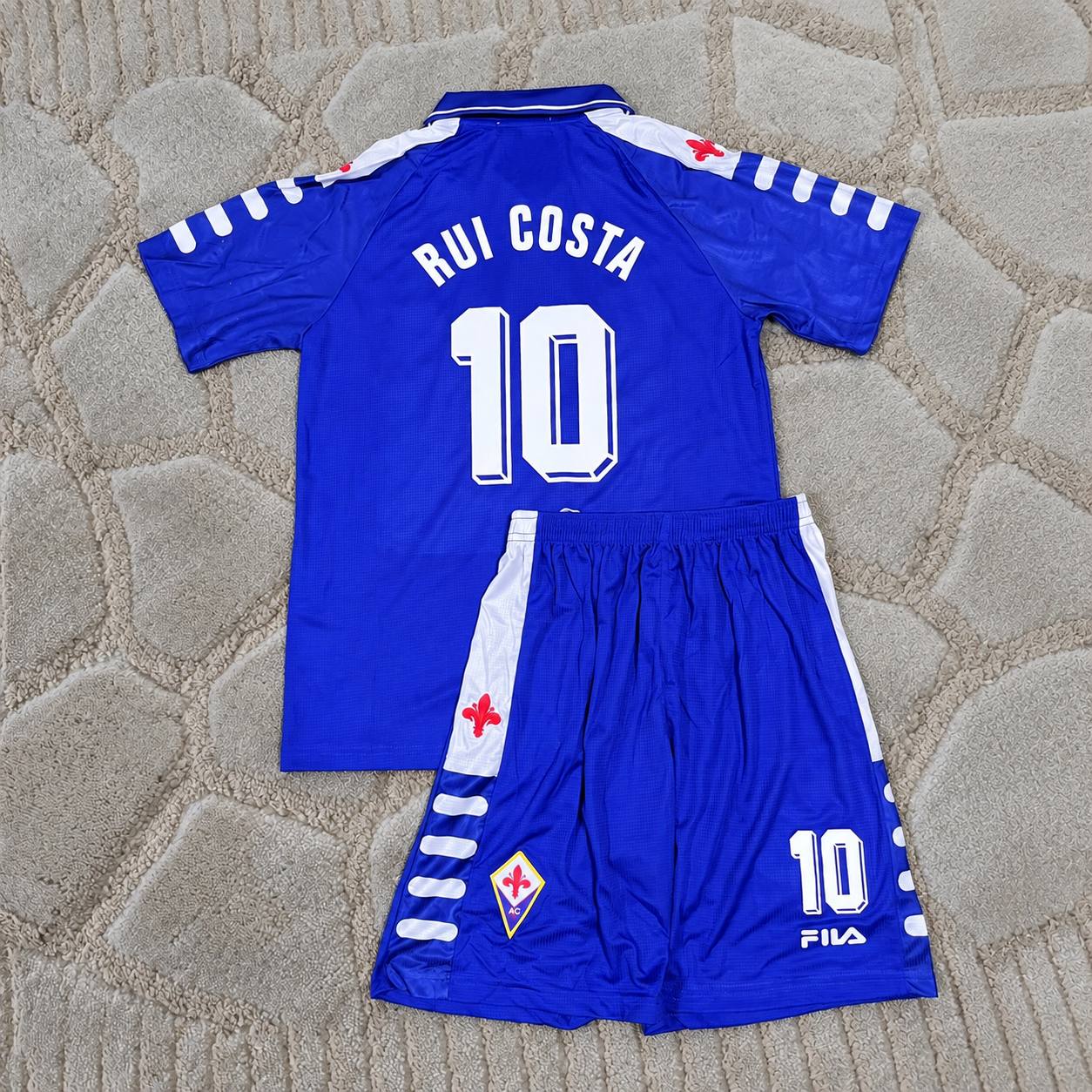 Rui Costa Fiorentina 1998 Season Home Purple Retro Kids Kit Jersey Trikot