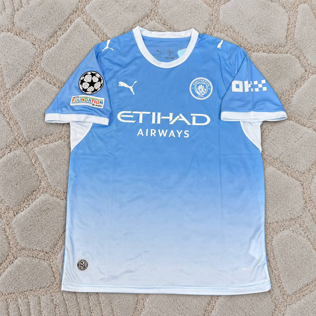 Rayan Cherki #10 Manchester City 2026-27 Home New Season Champions League Patch Jersey Trikot Maillot Soccer Shirt