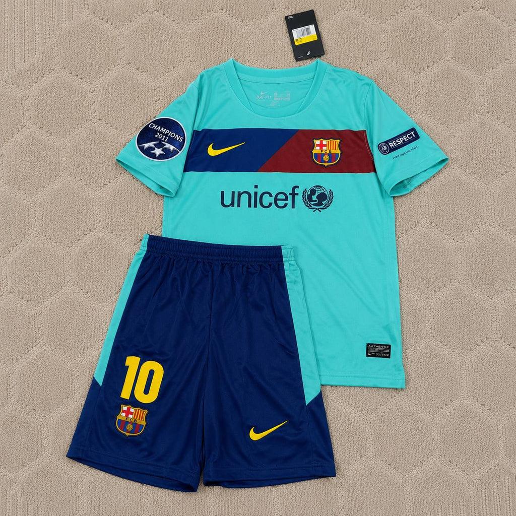 Lionel Messi Barcelona 2011/12 Blue Red Home Retro Kids Football Jersey Kit