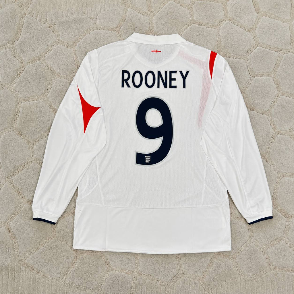 Wayne Rooney #9 England World Cup 2006  Home Long Sleeve Retro Jersey