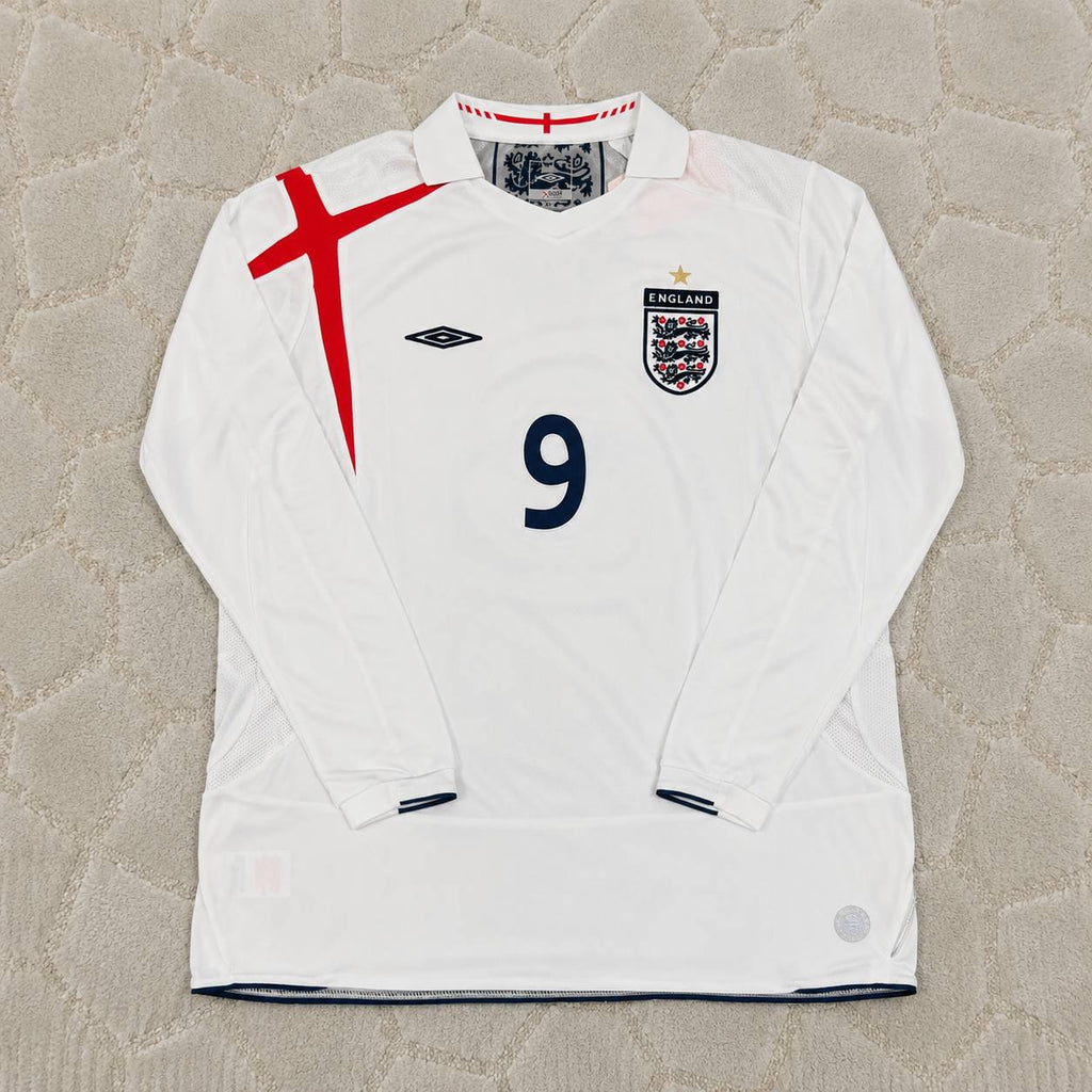 Wayne Rooney #9 England World Cup 2006  Home Long Sleeve Retro Jersey