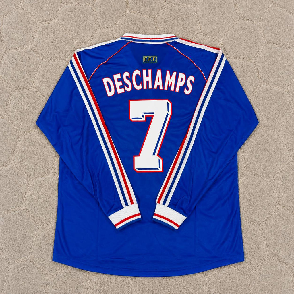 Didier Deschamps France 1998 World Cup Retro Long Sleeve Football Jersey Maillot Trikot Soccer Shirt