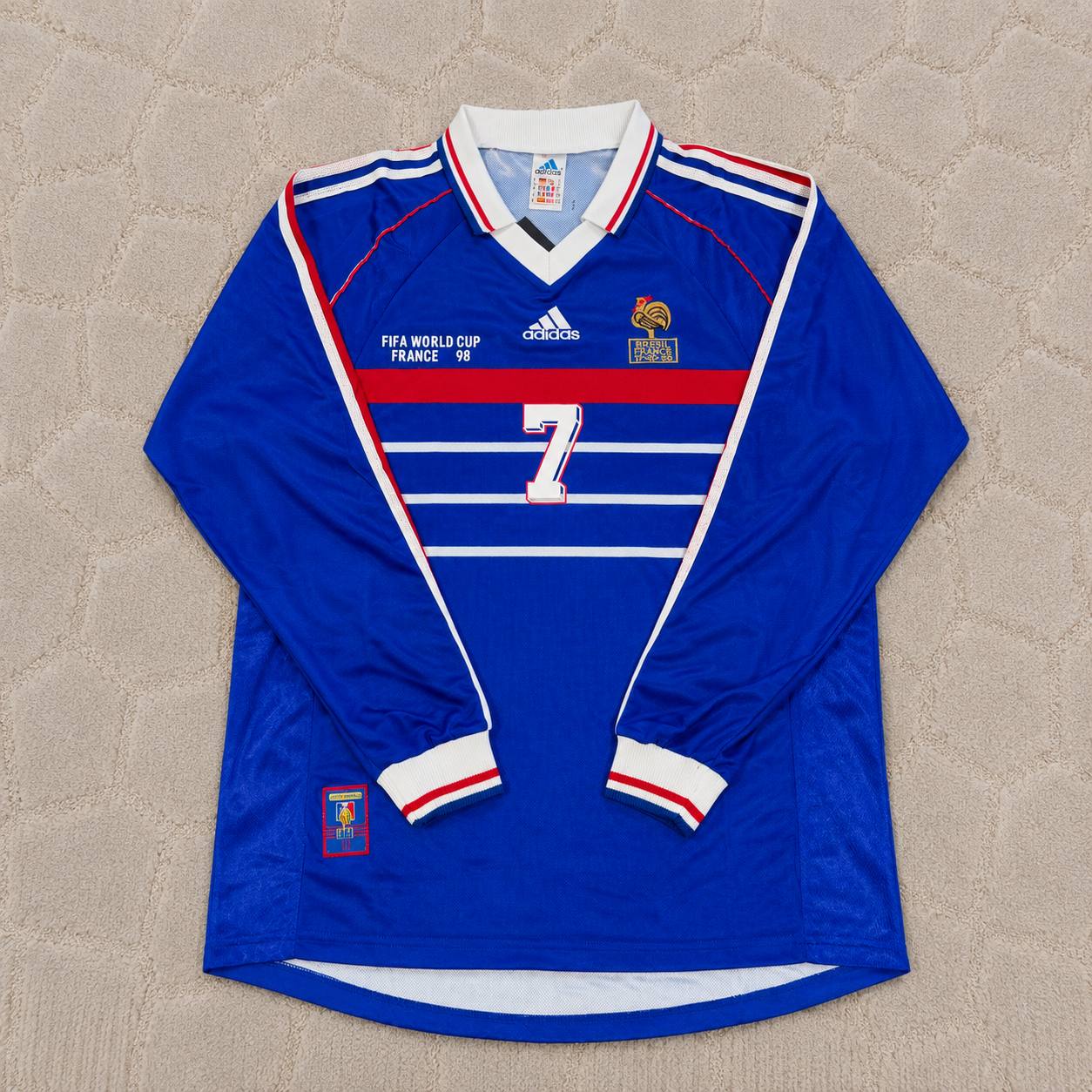 Didier Deschamps France 1998 World Cup Retro Long Sleeve Football Jersey Maillot Trikot Soccer Shirt