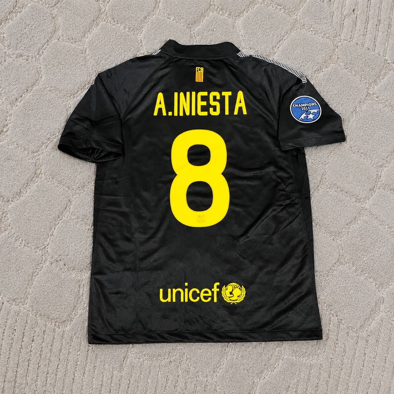 Andres Iniesta Black Barcelona 2011/12 Retro Kit Shirt Jersey Trikot Maglia