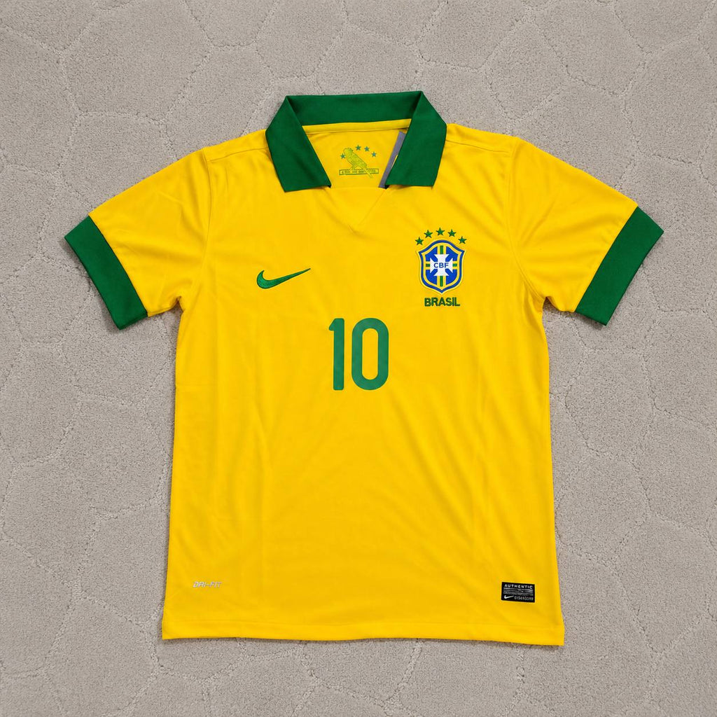 Neymar Jr. 10 Brazil 2014 Retro Football Jersey Kit