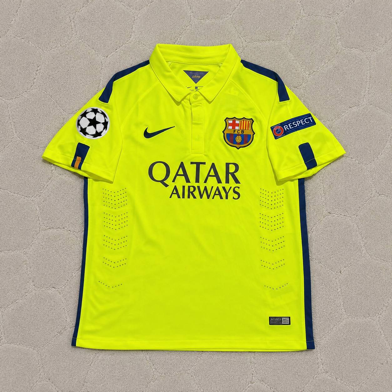 Neymar Jr Barcelona 14/15 Retro Yellow Jersey Maillot Trikot Maglia Soccer Shirt