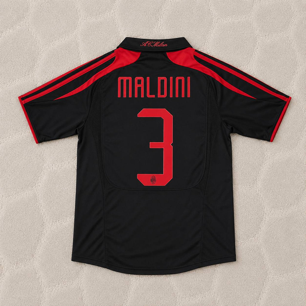 Paolo Maldini AC Milan 2007-2008 Black Retro Third Football Jersey
