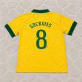 Sócrates Brazil Retro Home Yellow Football Jersey Kit