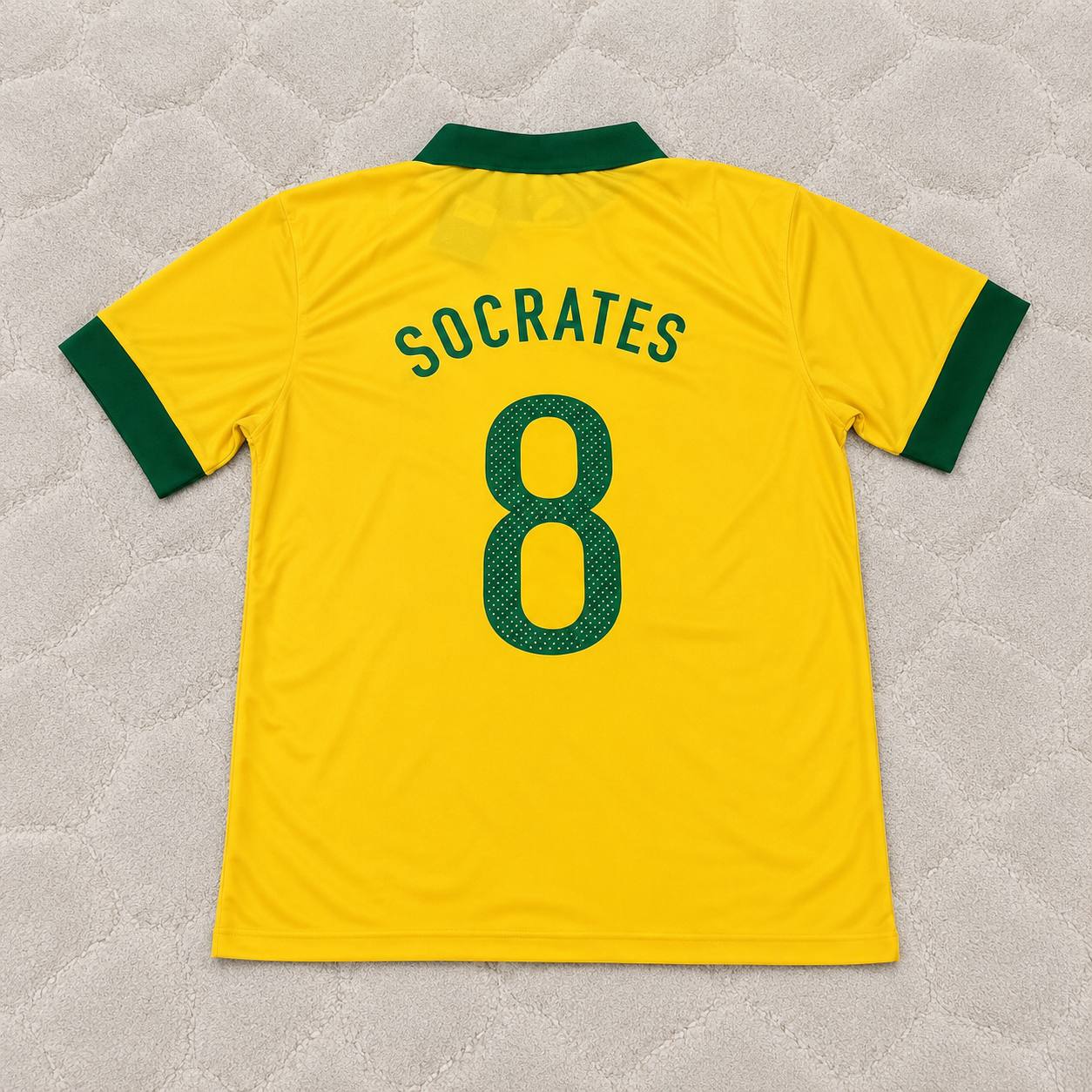 Sócrates Brazil Retro Home Yellow Football Jersey Kit