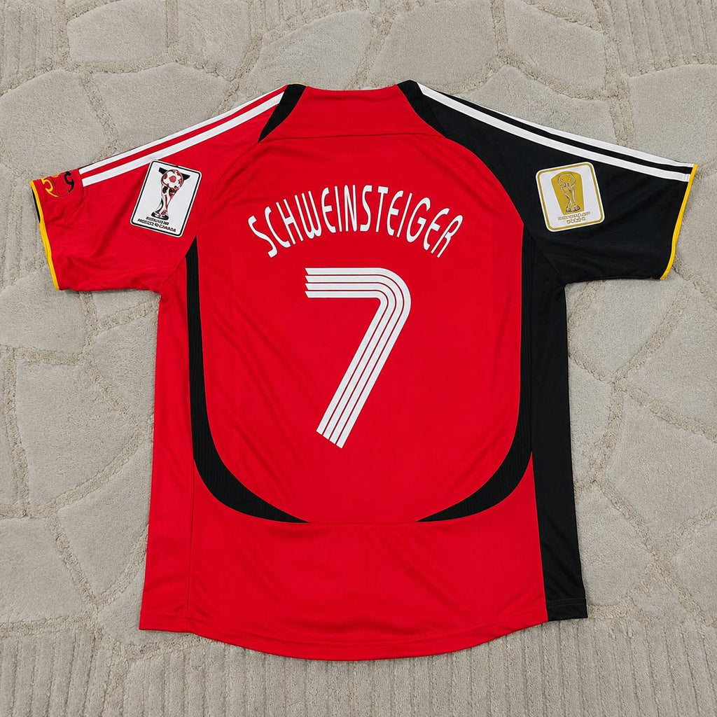 Bastian Schweinsteiger Germany 2006 World Cup Away Red Black Retro Football Jersey