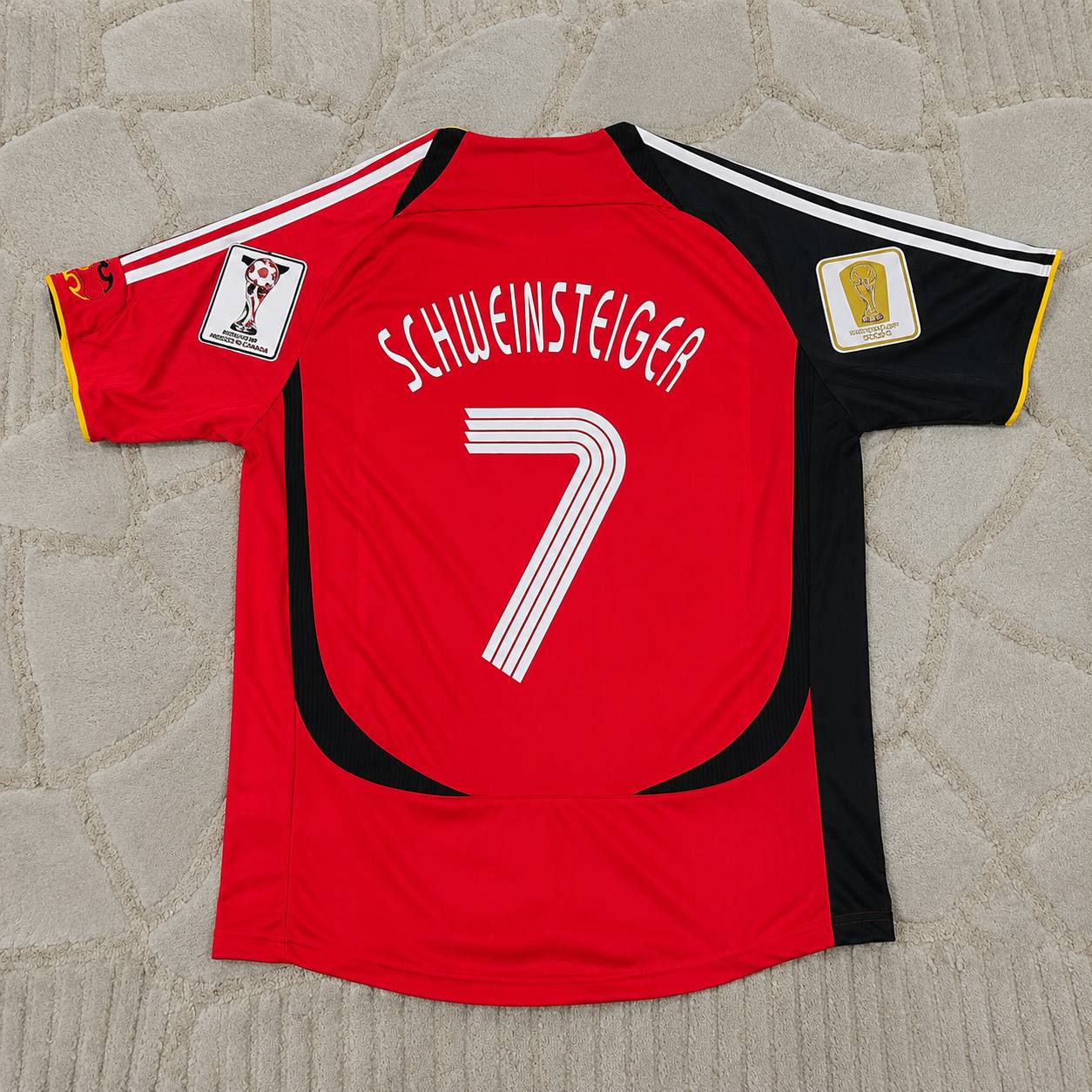 Bastian Schweinsteiger Germany 2006 World Cup Away Red Black Retro Football Jersey