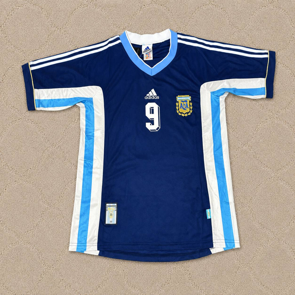 Gabriel Batistuta Argentina 1998 World Cup Blue Retro Football Jersey